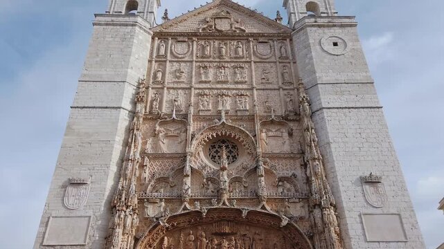 Facade of the Late Gothic Church of San Pablo in Valladolid, Spain