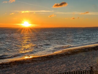 Sunset on the Baltic Sea in L&uuml;beck  Bay in Pelzerhaken