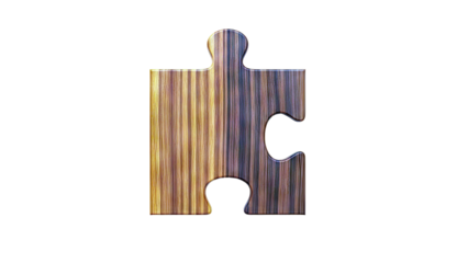 Single Wooden Puzzle Piece with Wood Grain Texture