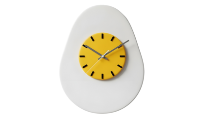 Modern White and Yellow Egg Shaped Wall Clock on White Background