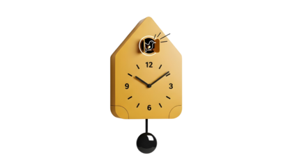 Modern Yellow Cuckoo Clock with Black Pendulum Product Shot