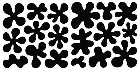 Fototapeta premium Abstract Organic Blob Shapes Black and White Vector Set
