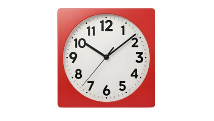 Red Square Analog Wall Clock with White Face and Black Numbers