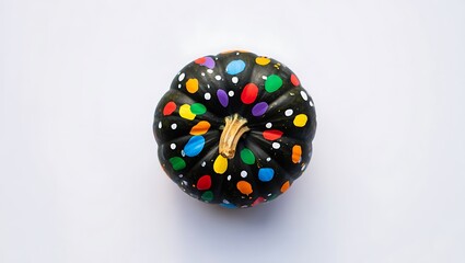 Colorful chocolate glazed doughnut with multicolored candy sprinkles isolated on transparent background