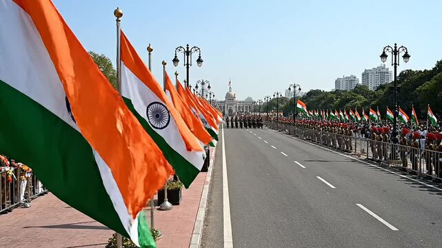 India republic day parade military march national celebration footage