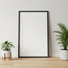 Empty Picture Frame with Potted Plants.