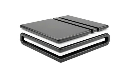 Layered Black and White Rectangles with Rounded Edges