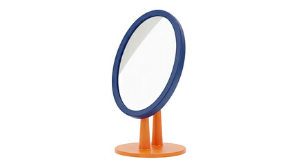 Oval Vanity Mirror with Blue Frame and Orange Base