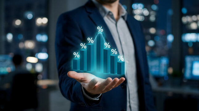 Investment and Market Growth Analysis with Holographic Charts - Powered by Adobe