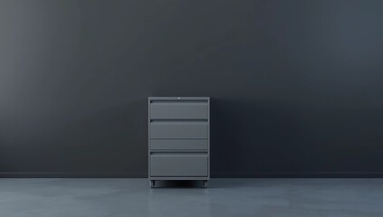 File cabinet on the gray wall - 3d rendering