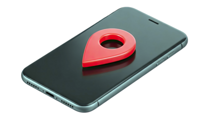 Smartphone with Red Location Pin Icon