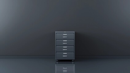 File cabinet on the gray wall - 3d rendering