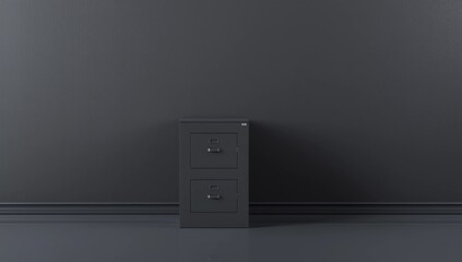 File cabinet on the gray wall - 3d rendering