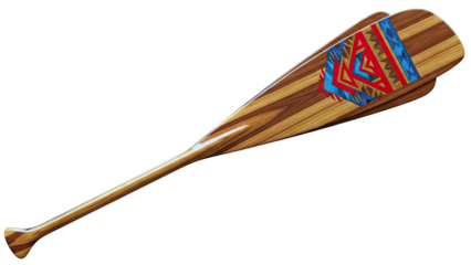 Wooden Canoe Paddle with Geometric Pattern