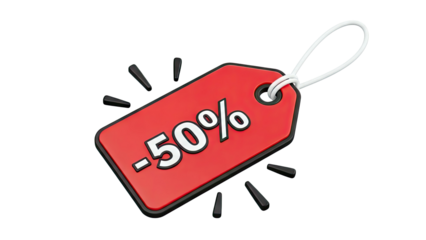 Red tag with -50% discount