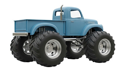 Blue Classic Monster Truck with Oversized Tires