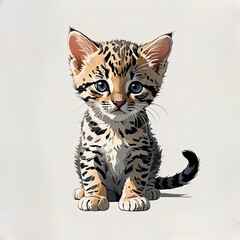 オシキャットの子猫の落ち着いた座り姿