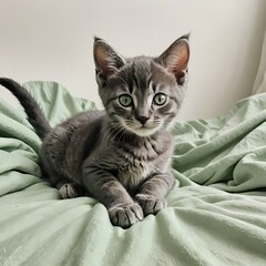 伏せポーズが印象的なコラットの子猫