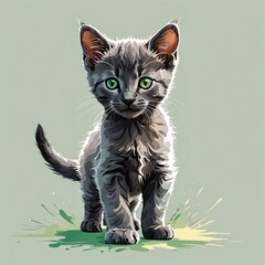 立ち姿が魅力的なコラットの子猫イラスト