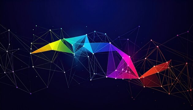 Vibrant Abstract Network - A Colorful Interconnected Web of Data.