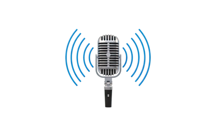 Vintage Microphone with Sound Waves