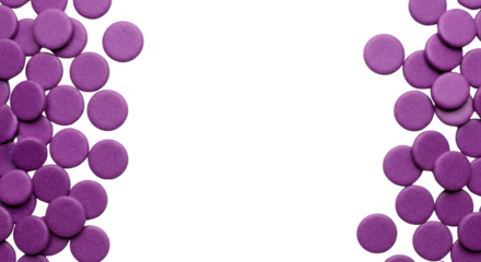 A pile of small round matte purple decorative sprinkles scattered on a dark surface viewed from above food candy isolated edible topping baking confectionery transparent background