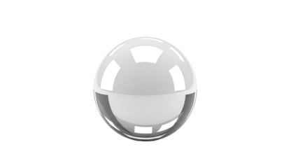 Shiny white sphere with reflection on light gray background