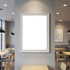 Modern Restaurant Interior with Blank Artwork.
