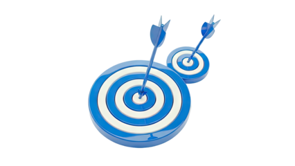 Two Blue Targets with Arrows, One Bullseye Hit