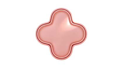 Shiny copper quatrefoil shape on white background