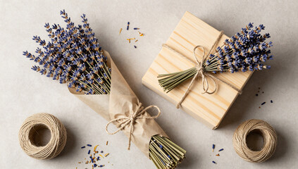 Rustic Boho Lavender Gift Set with Dried Flowers and Twine