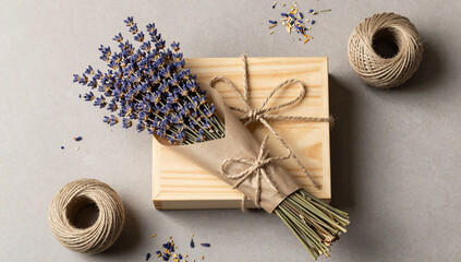 Rustic Boho Lavender Gift Set with Dried Flowers and Twine