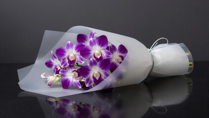 Exotic Orchid Bouquet in Sophisticated Translucent Gift Wrapping