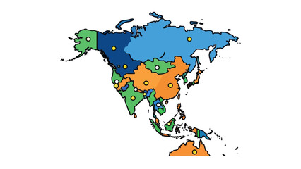 Asia map with countries and capitals