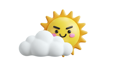 Cartoon Sun Hiding Behind Cloud