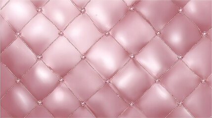 Fototapeta premium Pink Luxury: An opulent close-up of a pink, quilted surface, each diamond-shaped cell adorned with a decorative button. It’s an inviting image evoking feelings of comfort, elegance.