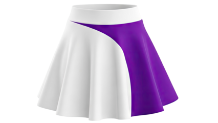 White and Purple Flared Skirt with High Waist