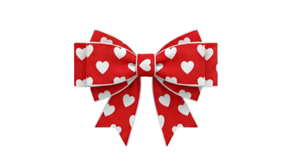 Red Bow with White Hearts
