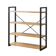 Industrial wooden metal shelf isolated on white