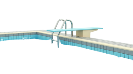 Swimming Pool Diving Board and Ladder