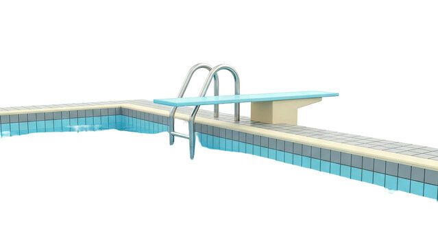 Swimming Pool Diving Board and Ladder