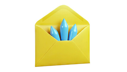 Yellow Envelope with Blue Quill Pens