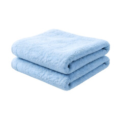 Folded Blue Towels Isolated on White Background
