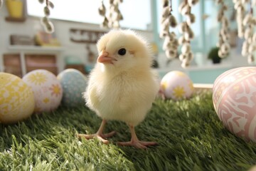 Daring girl adventures, Brave young woman navigates urban garden scenery, Fearless girl indulges in outdoor cityscape with grassy patches and eggs scattered around
