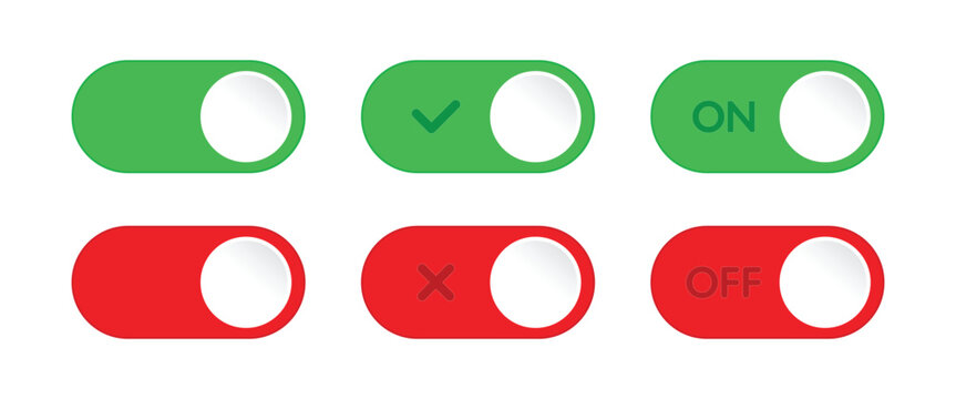 Digital UI Toggle Switch Set - Vector ON/OFF Sliders for Web and Mobile App Design
