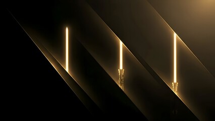 Three Neon Lights in Dark Space.