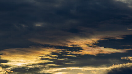 Cloudscape, Colored Clouds at Sunset near the Ocean in a Tropical Climate in Venezuela