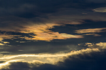 Cloudscape, Colored Clouds at Sunset near the Ocean in a Tropical Climate in Venezuela