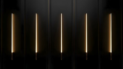 Five Neon Lights in Dark Room.