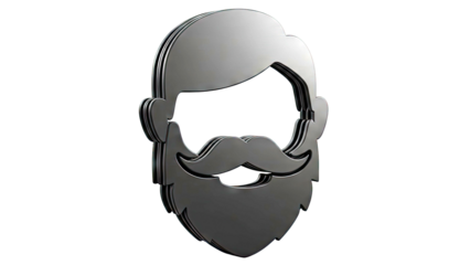 Stylized Black Beard and Mustache Icon